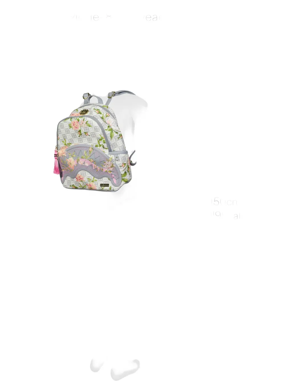sprayground kid x African Intelligence A.i. Sandflower rugzak met bloemenpatroon en haaienmond Beige