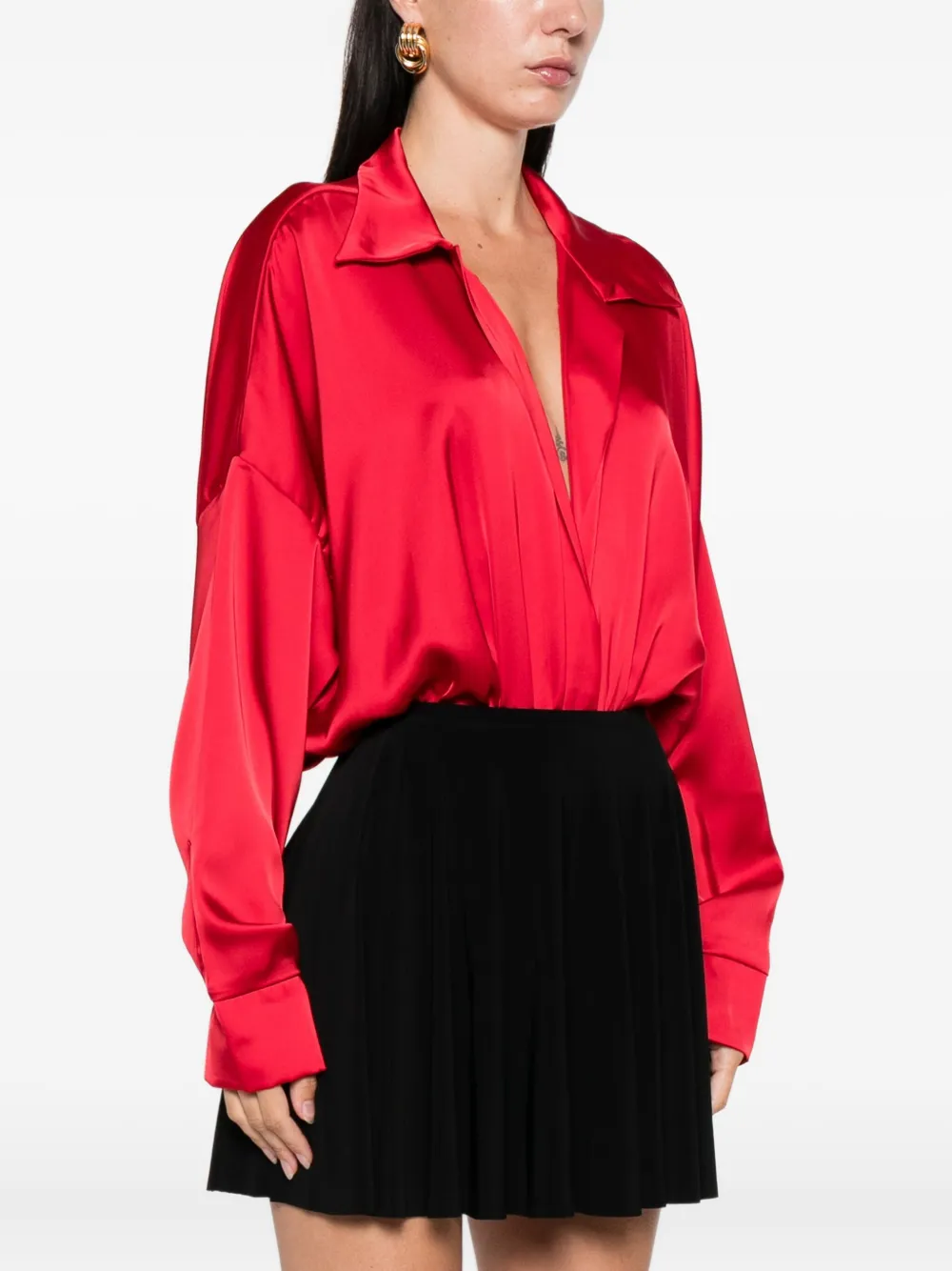 Norma Kamali satin bodysuit Rood