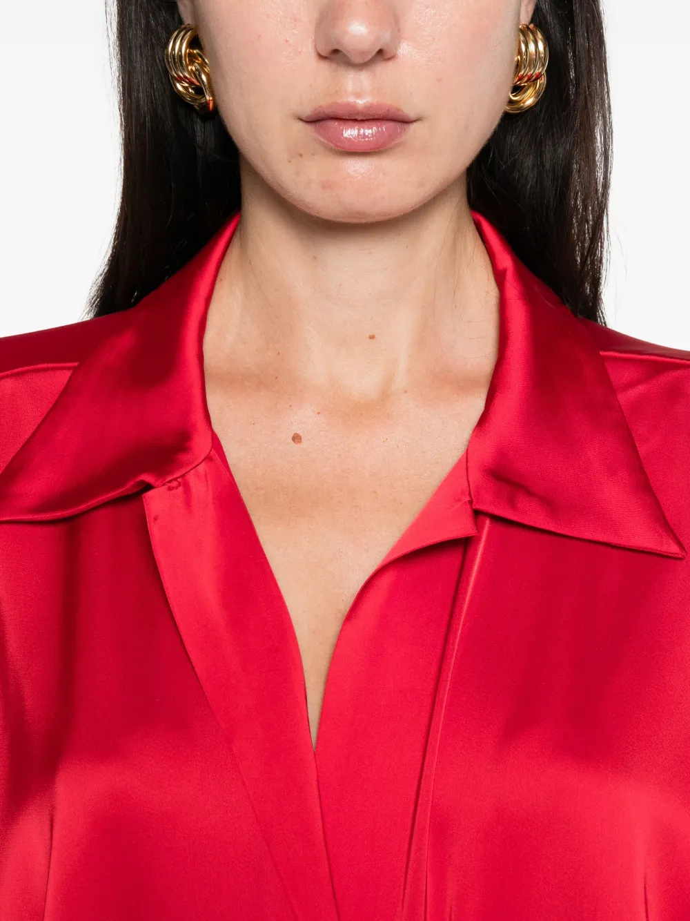 Norma Kamali satin bodysuit Rood