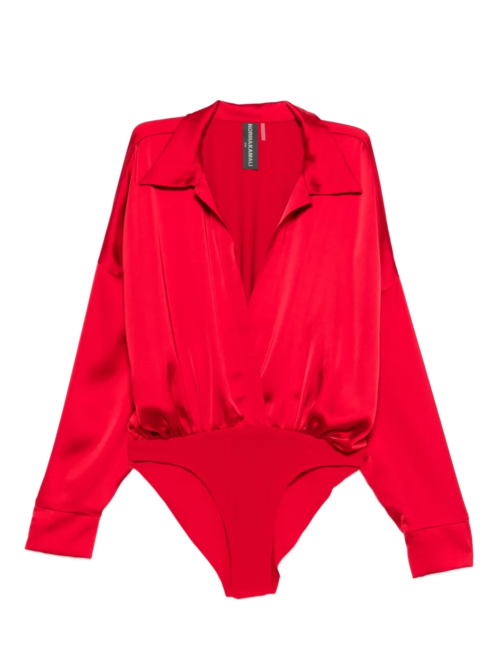 Norma Kamali satin bodysuit Rood