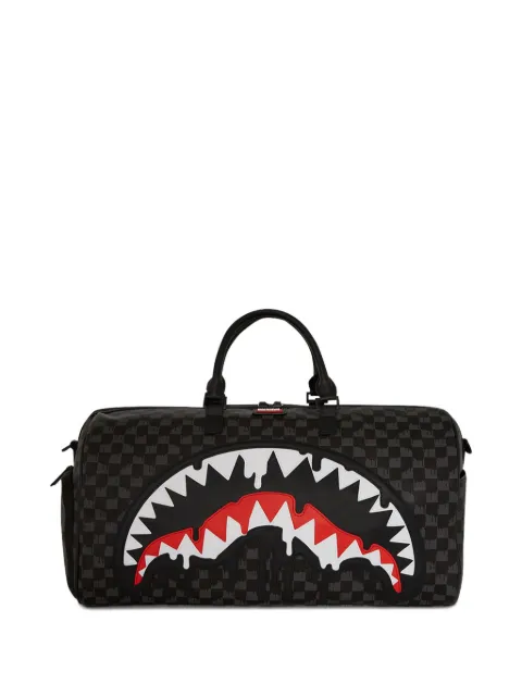 sprayground kid shark-mouth check duffle bag
