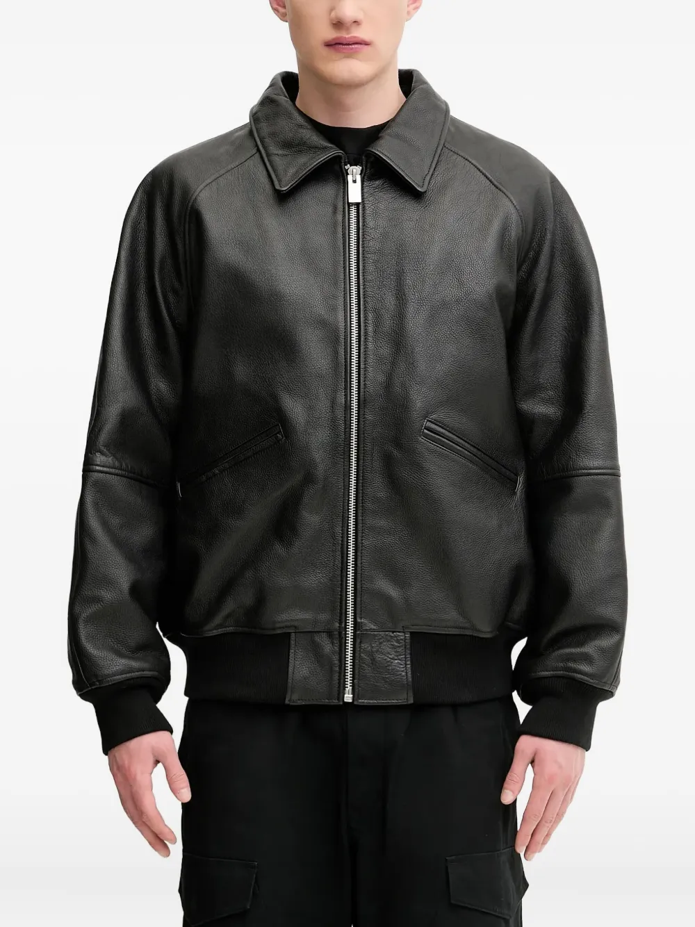 1017 ALYX 9SM zip-front leather jacket Zwart