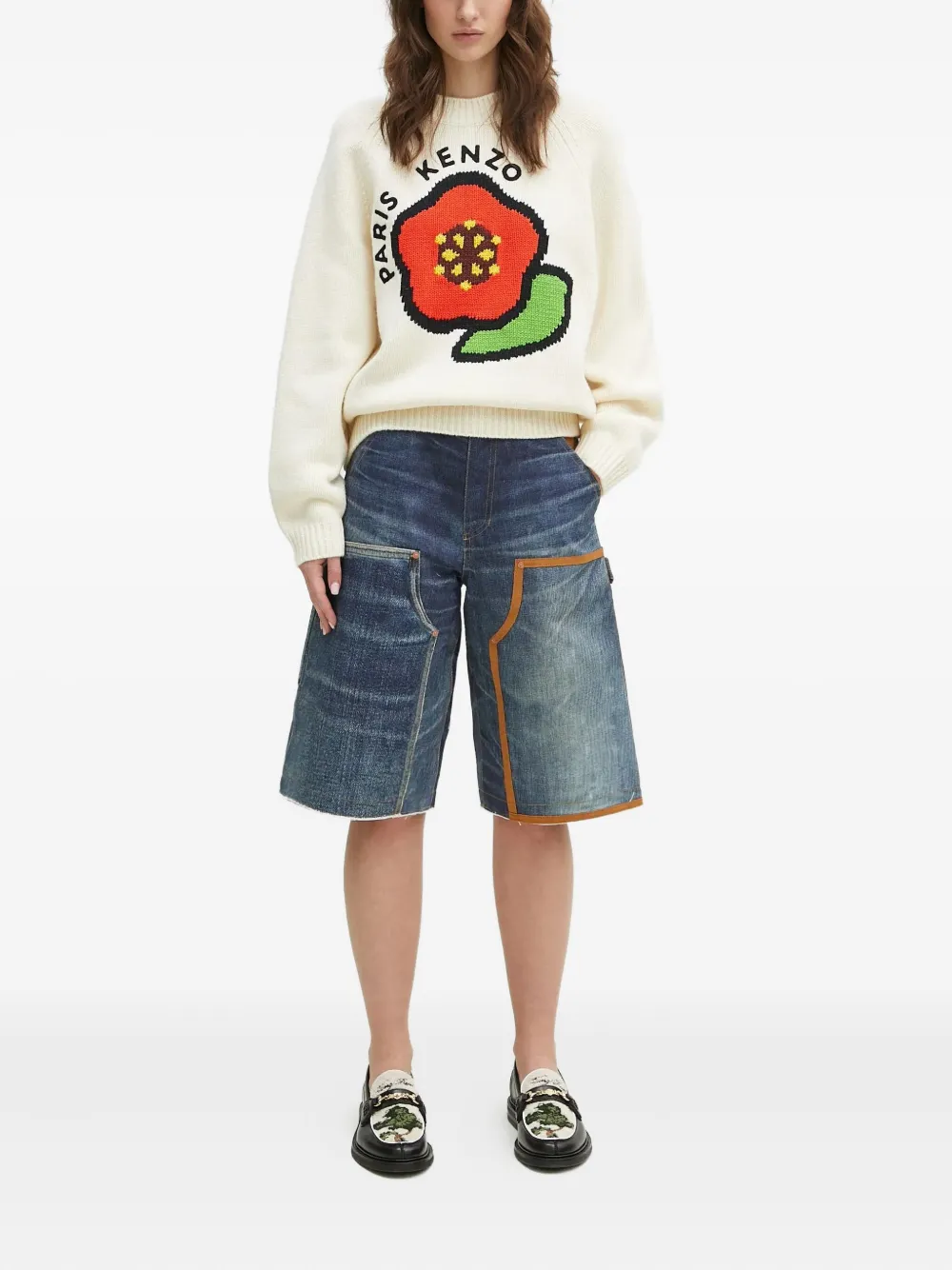 Kenzo Pop flower-applique jumper Wit