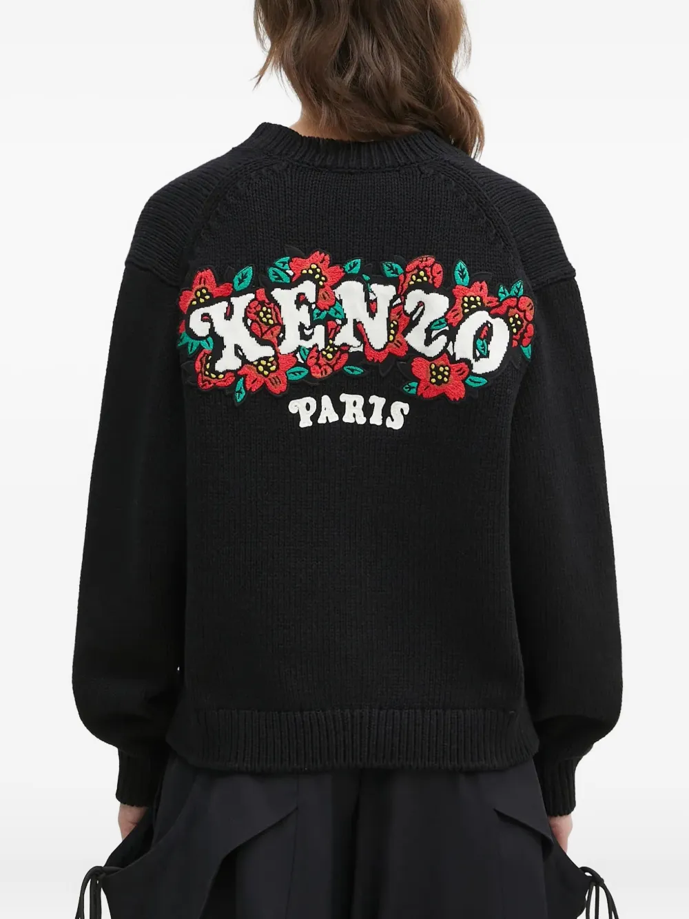 Kenzo " Verdy Market" floral-embroidered cardigan Zwart
