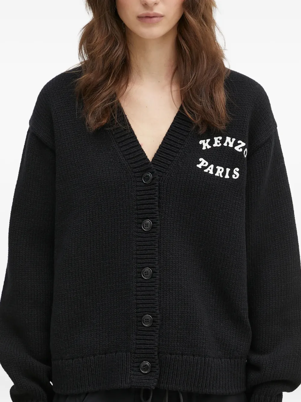 Kenzo " Verdy Market" floral-embroidered cardigan Zwart