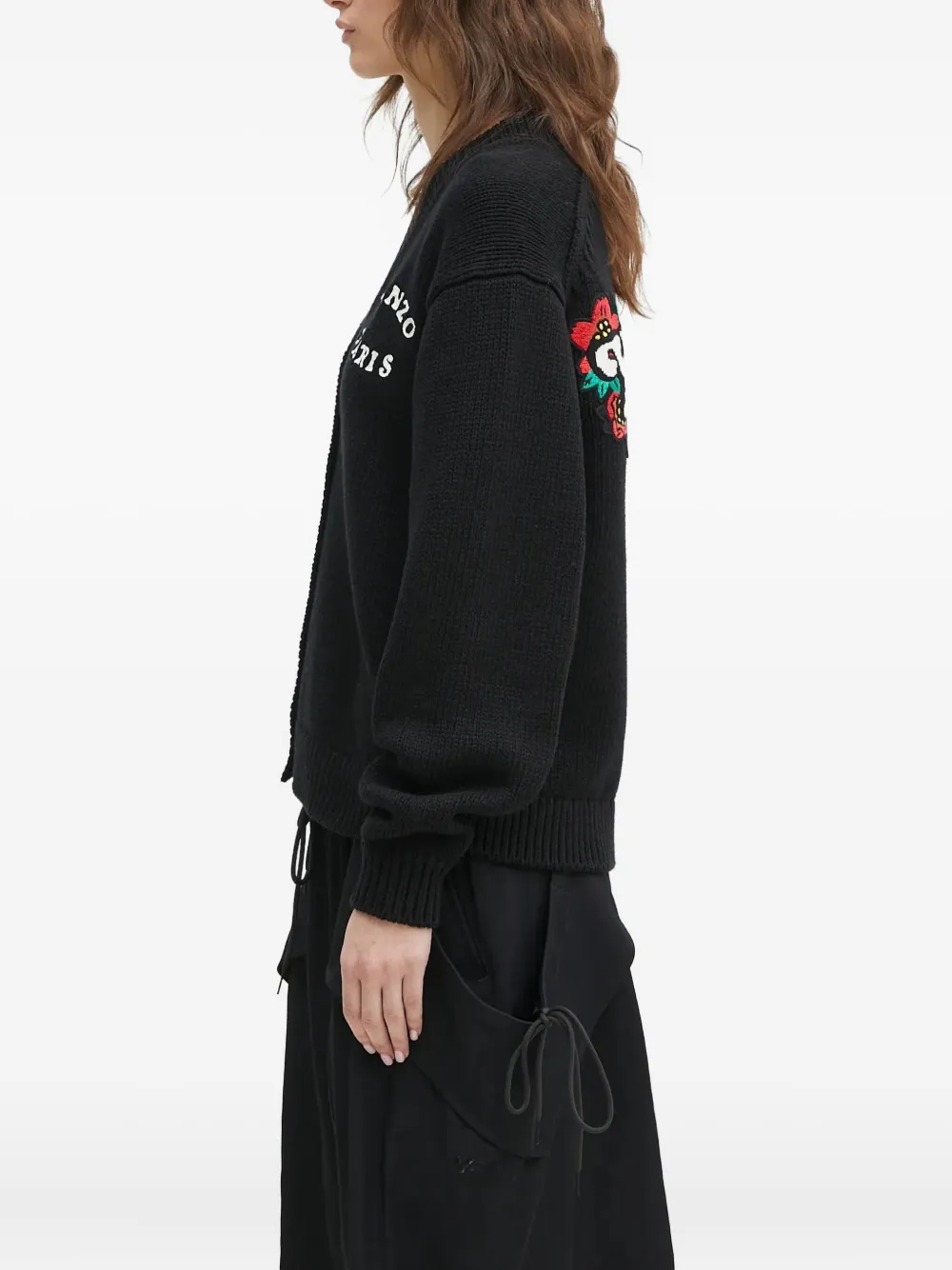 Kenzo " Verdy Market" floral-embroidered cardigan Zwart