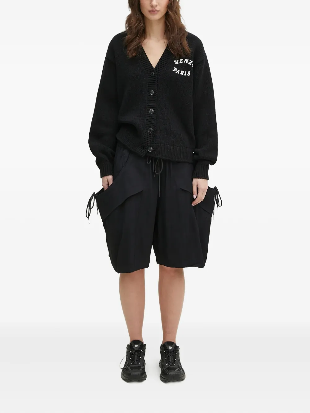 Kenzo " Verdy Market" floral-embroidered cardigan Zwart