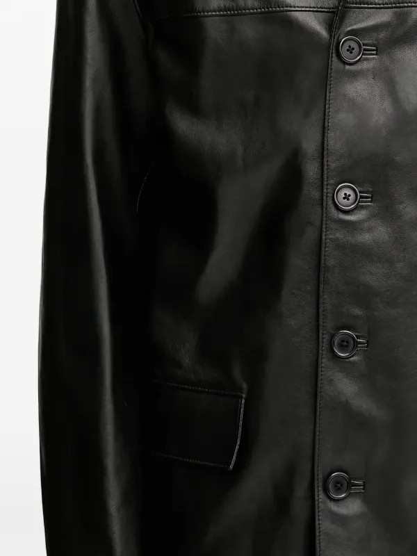 1017 ALYX 9SM Buttoned Leather Jacket | Black | FARFETCH
