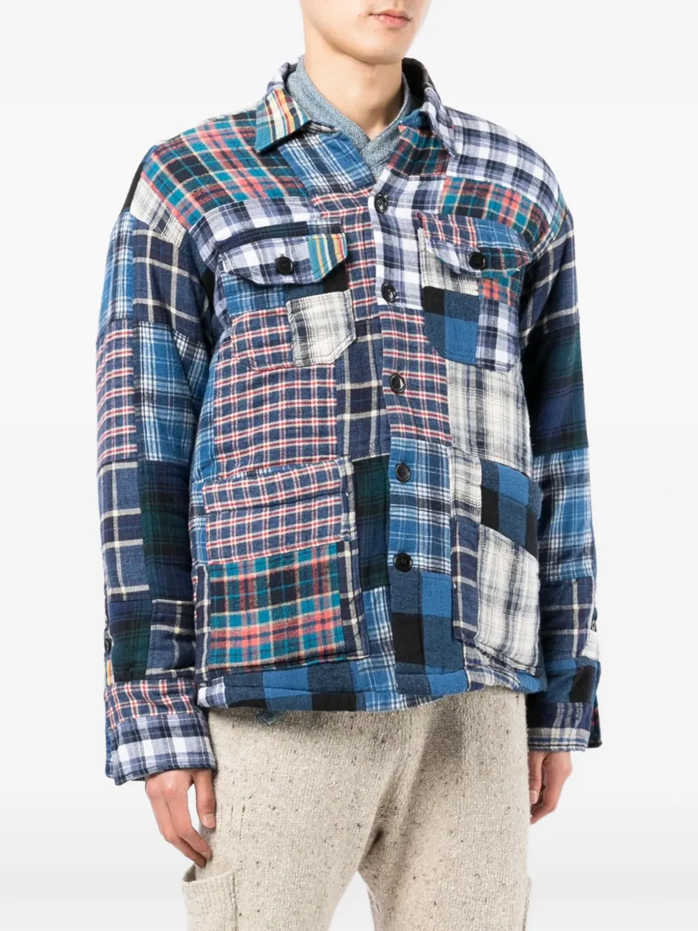 Greg Lauren Shirtjack met patchwork Blauw