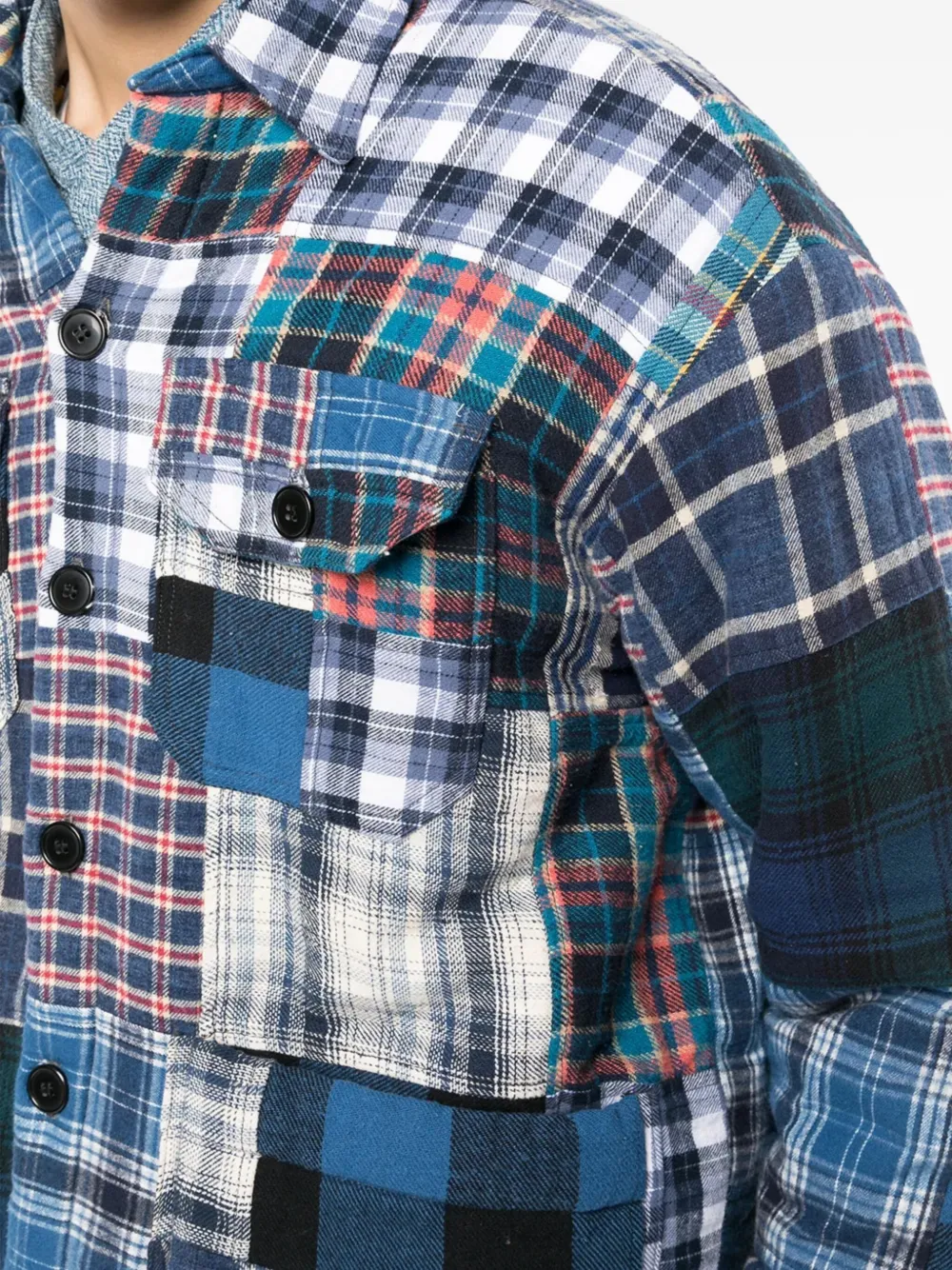 Greg Lauren Shirtjack met patchwork Blauw