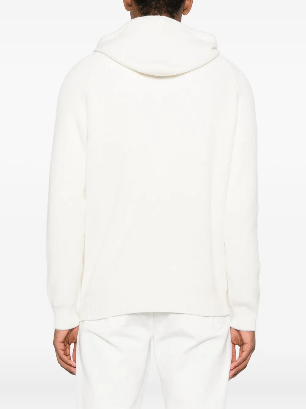 Brunello Cucinelli hooded ribbed zip-up cardigan Wit