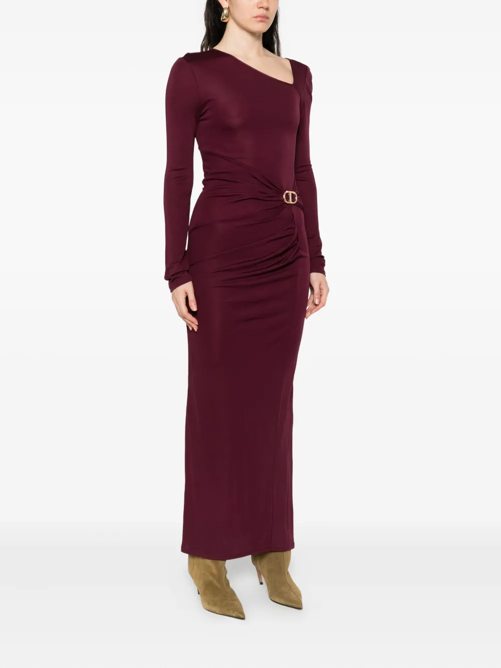 TWINSET draped asymmetric maxi dress Paars