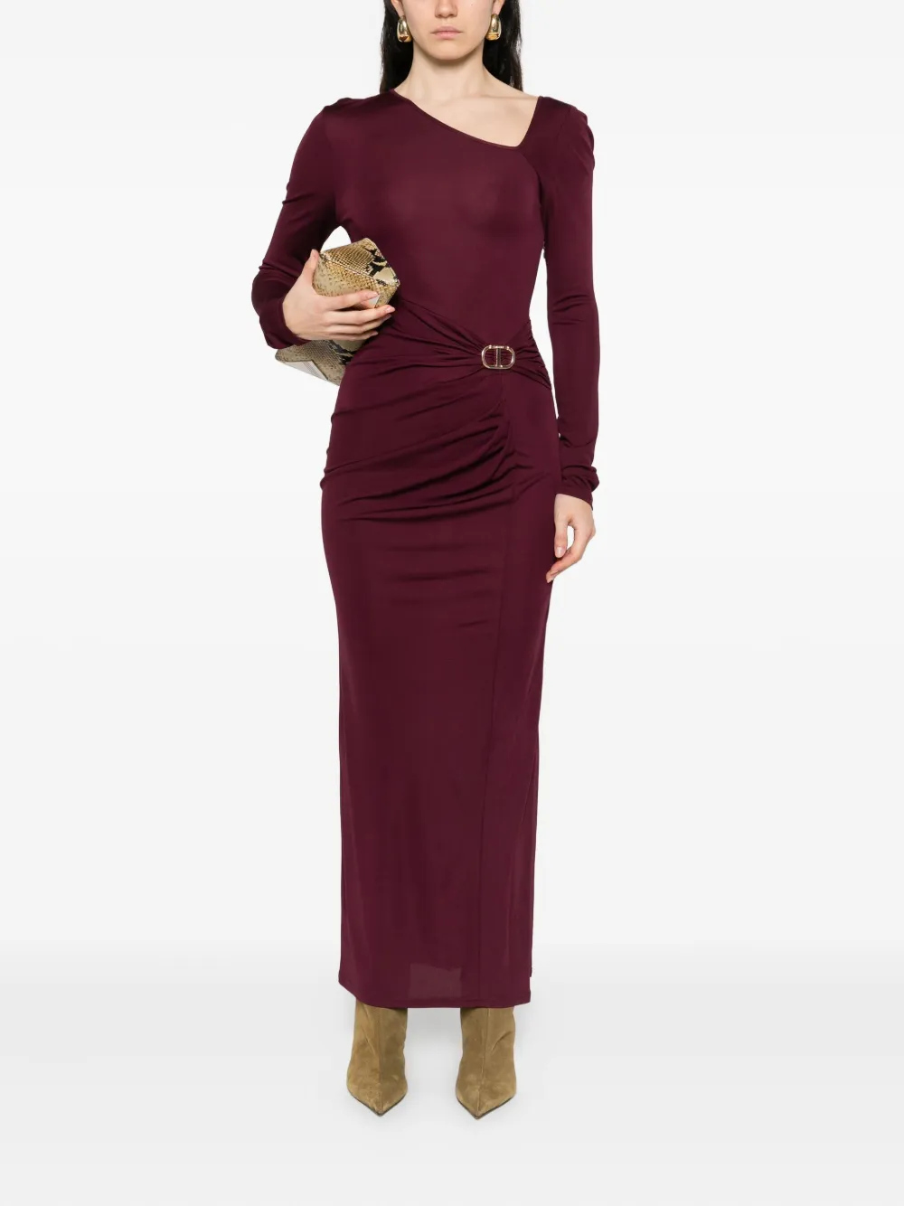 TWINSET draped asymmetric maxi dress Paars