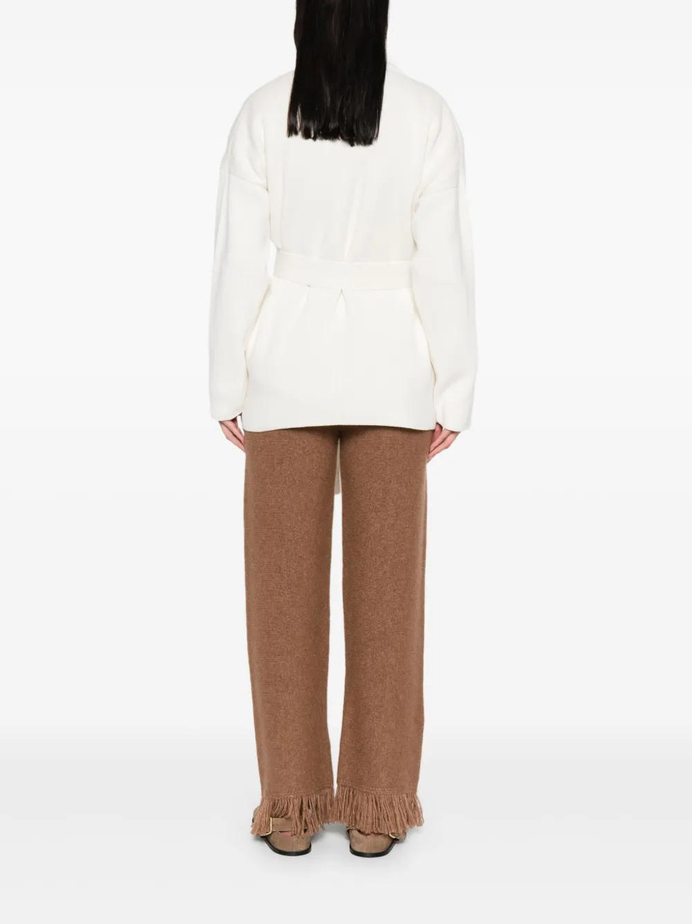 Golden Goose floral-embellished belted cardigan Beige