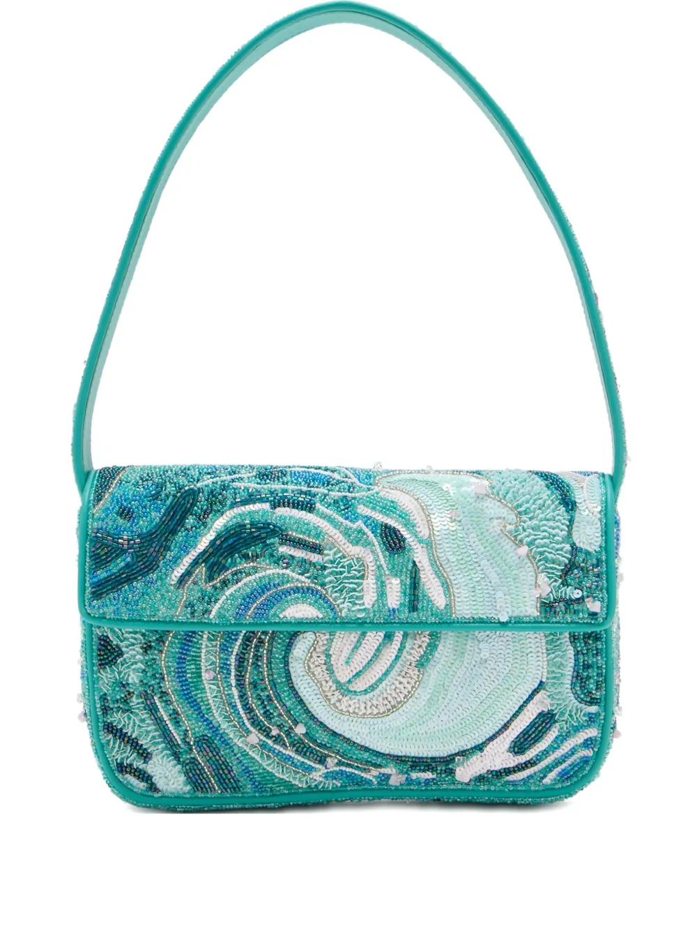 STAUD beaded-wave shoulder bag Groen