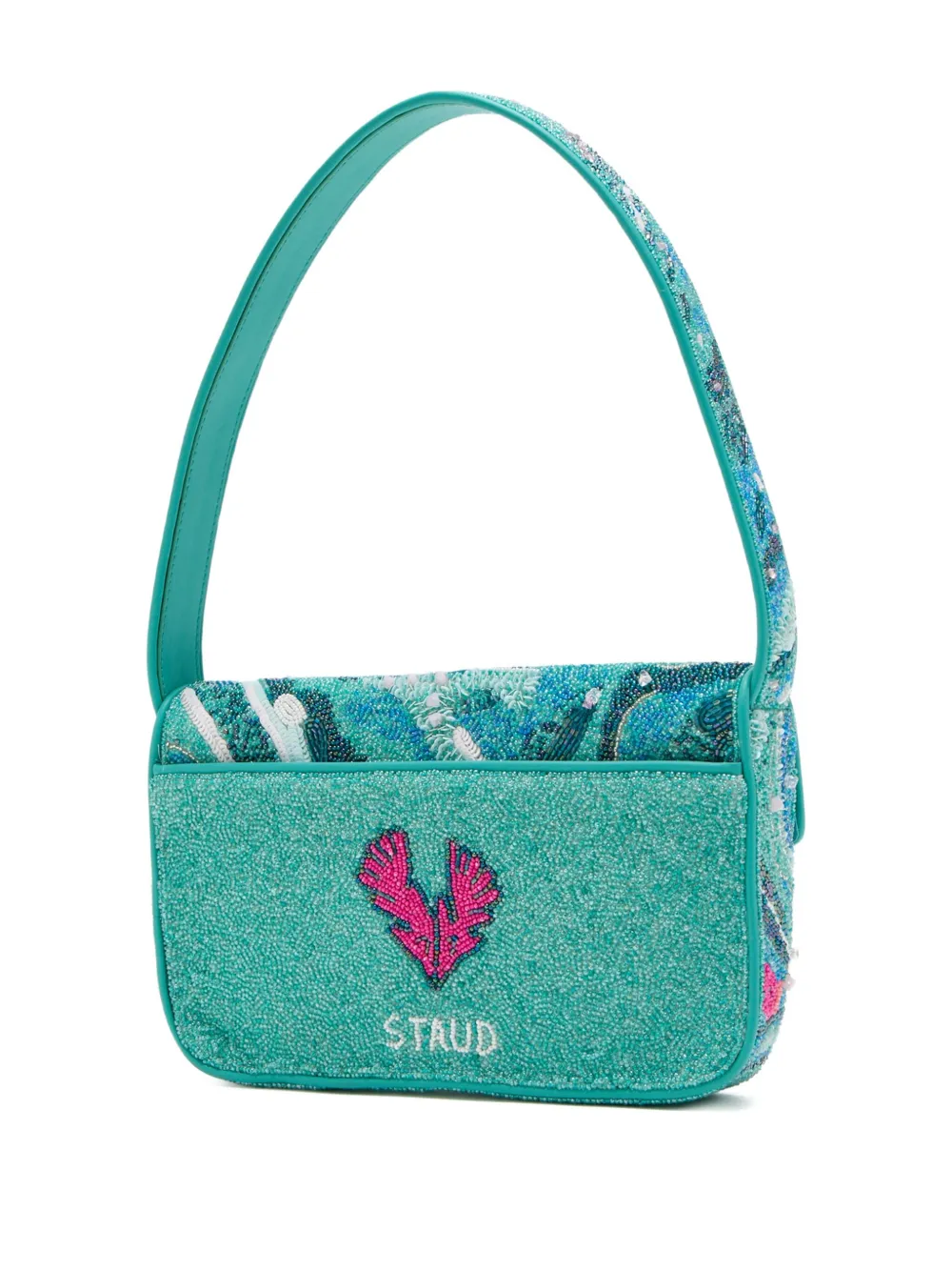 STAUD beaded-wave shoulder bag Groen