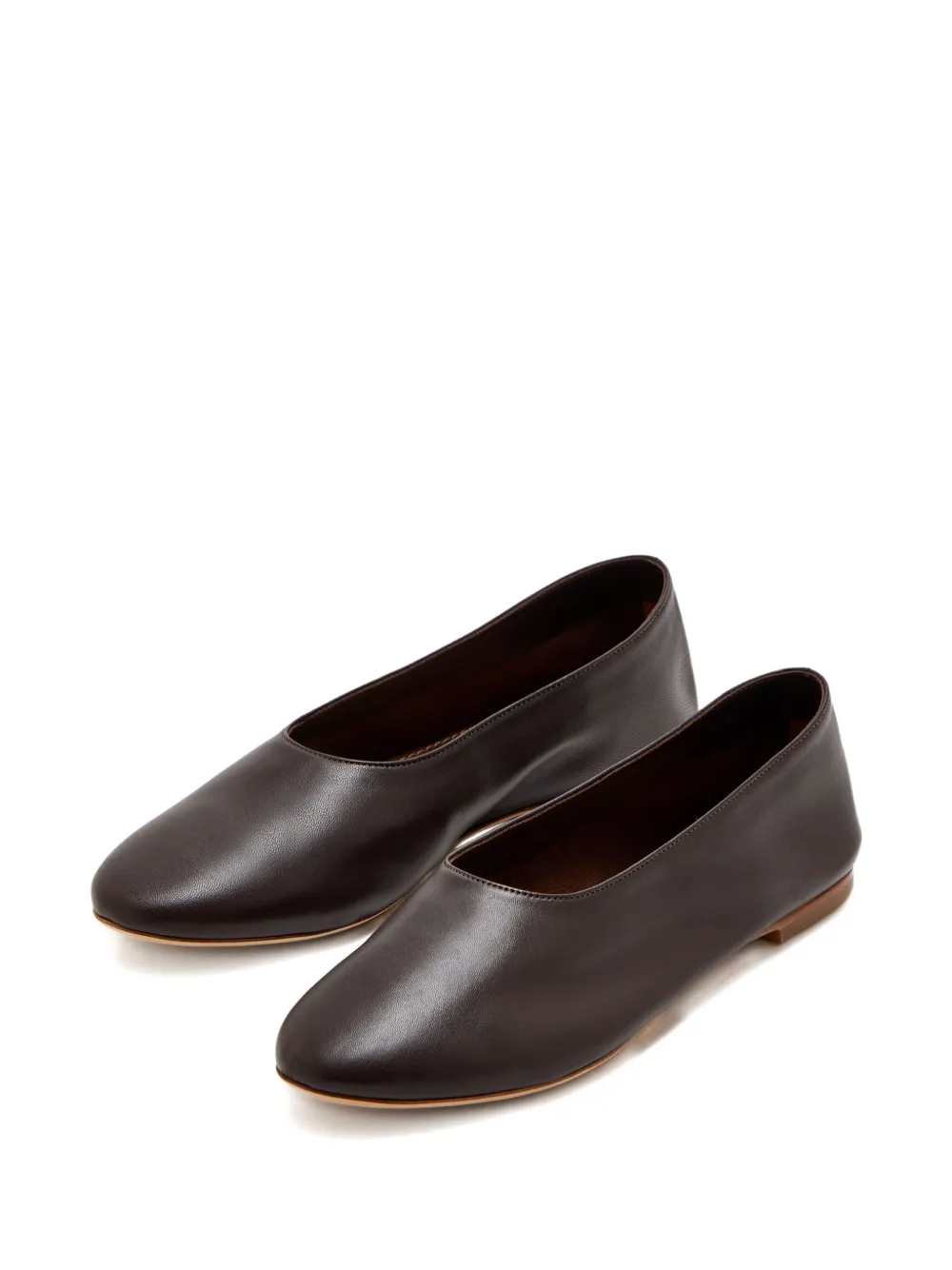 STAUD Alba leather ballet flats - Bruin