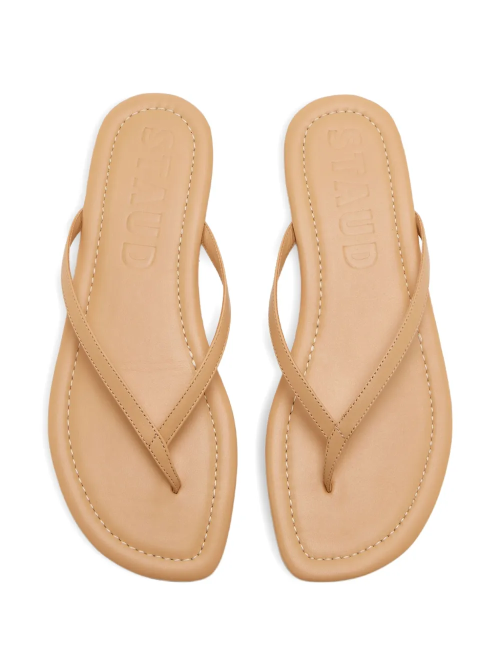 STAUD leather thong sandals Neutrals