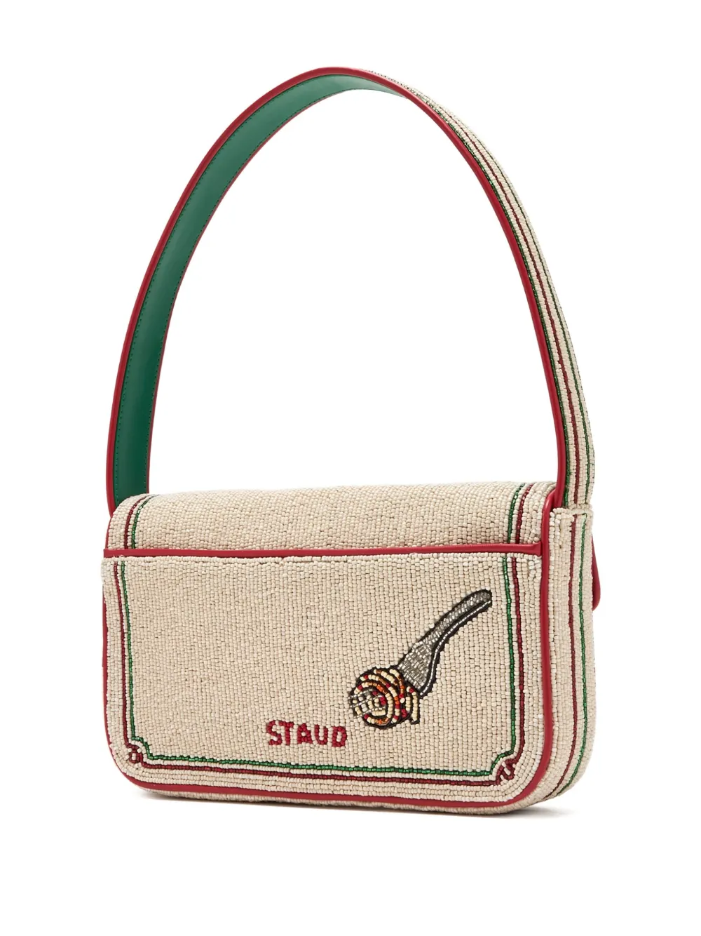 STAUD Tommy schoudertas met tomaat kralen - Beige