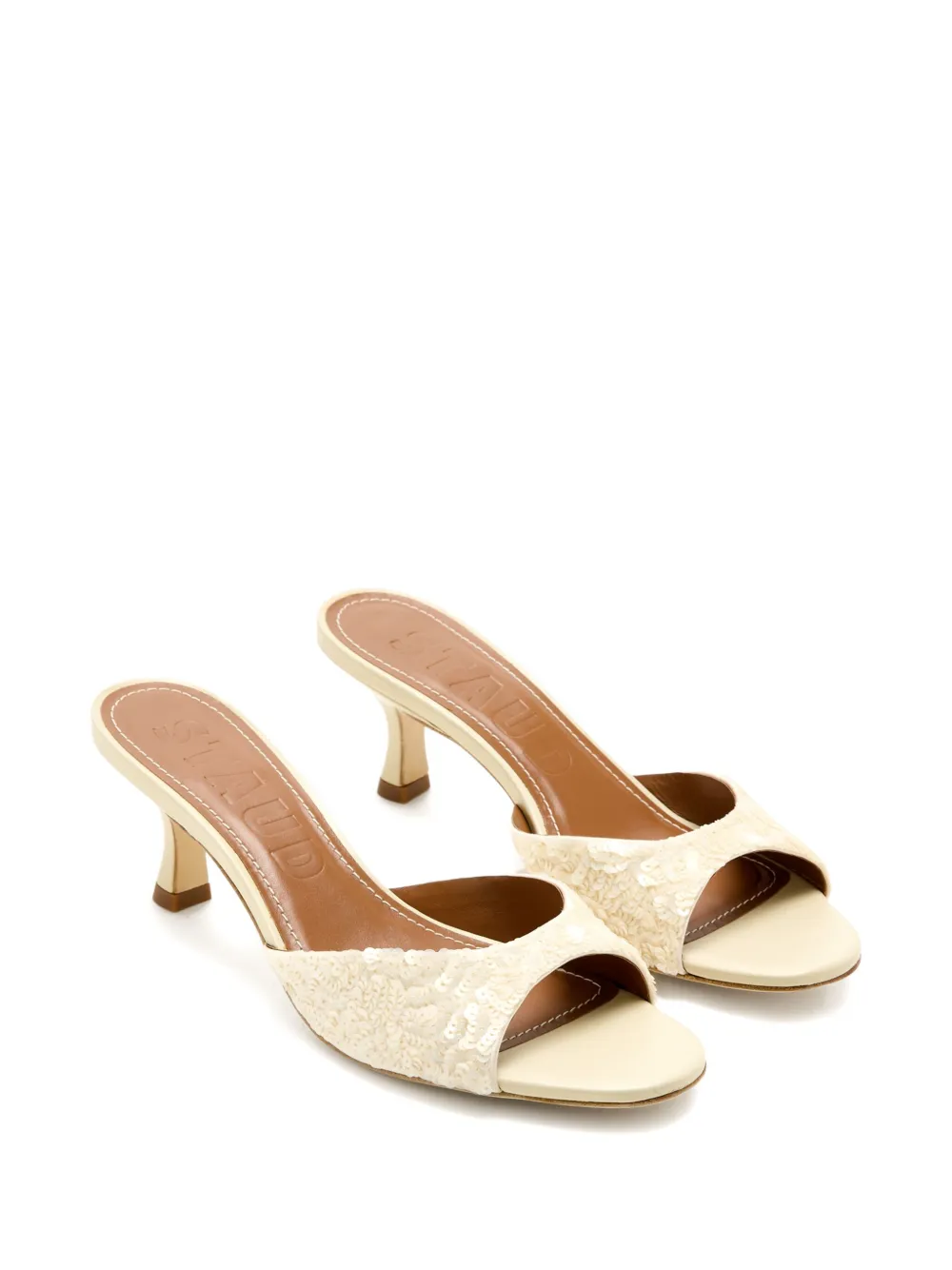 STAUD 55mm sequin-embellished sandals Neutrals