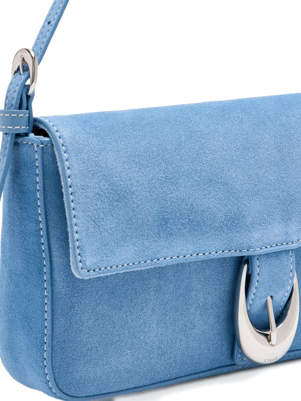 Staud Harlow Suede Shoulder Bag In Blue