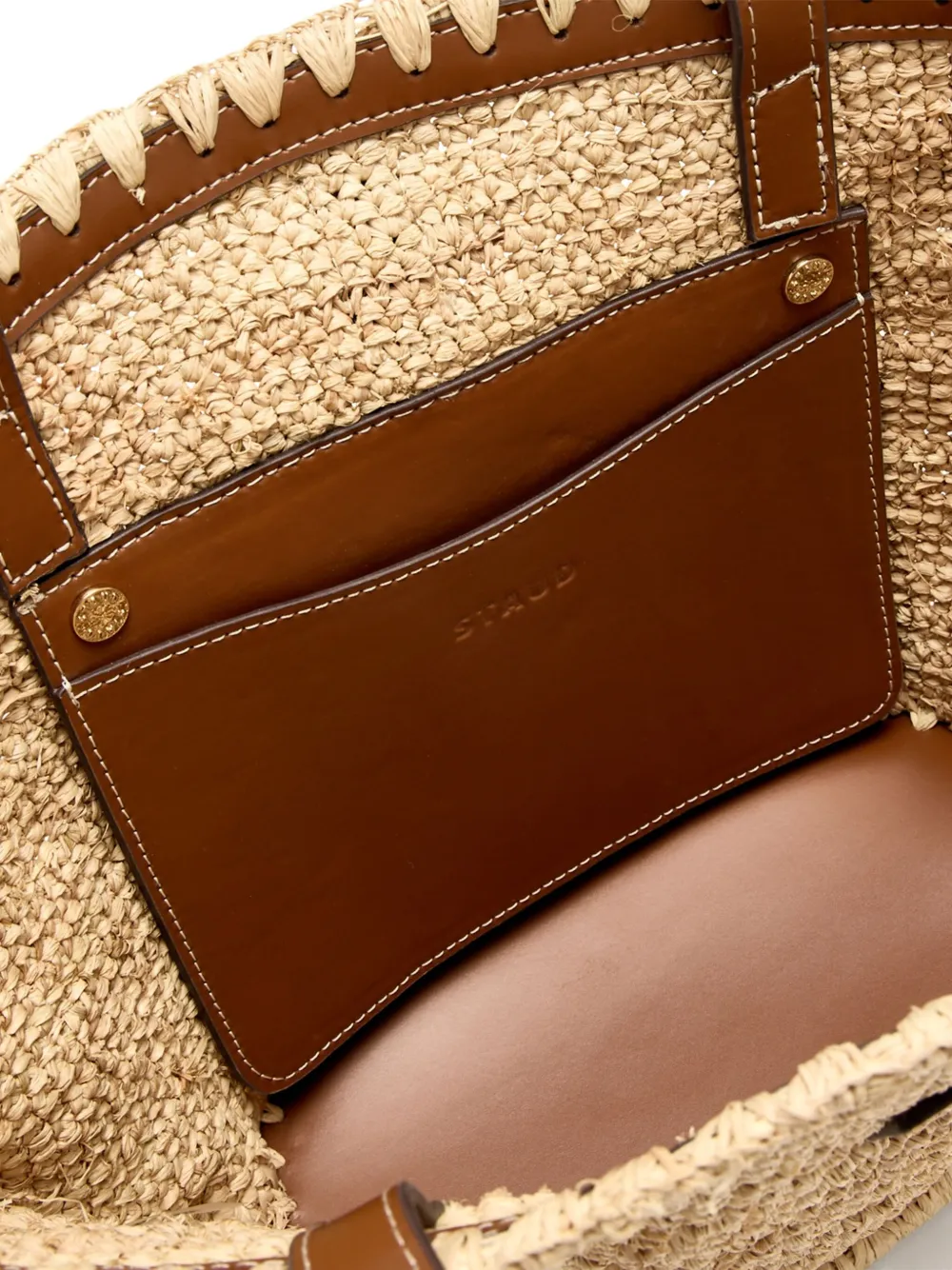 STAUD Shopper met afwerking van leer Beige