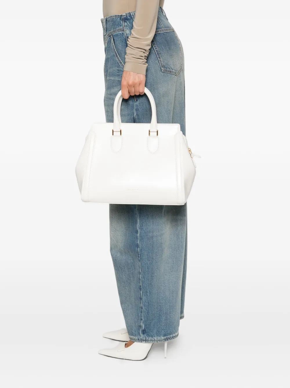 Alexander McQueen Birdee leren shopper - Wit