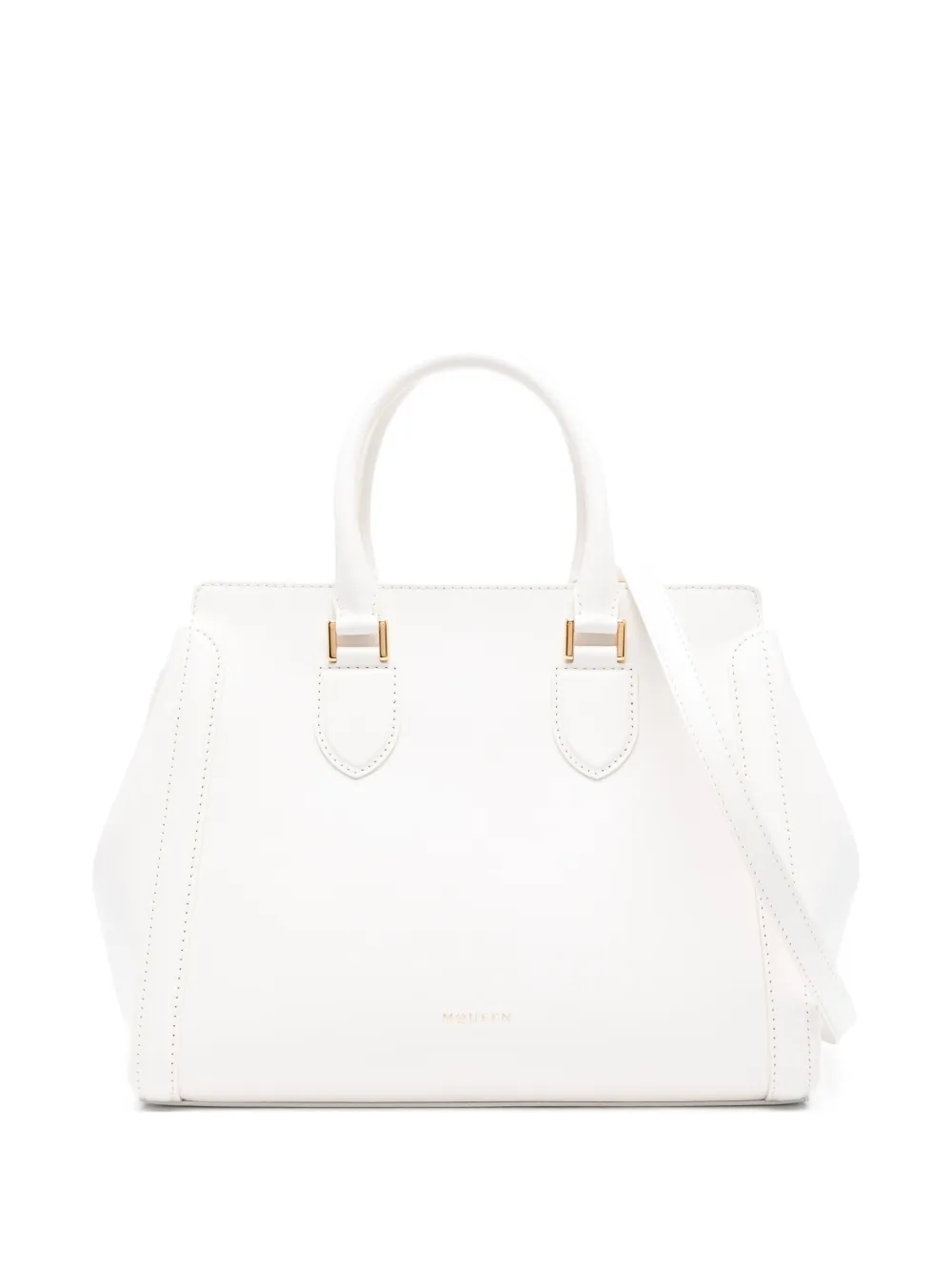 Alexander Mcqueen Large Leather Birdee Top-handle Bag In White