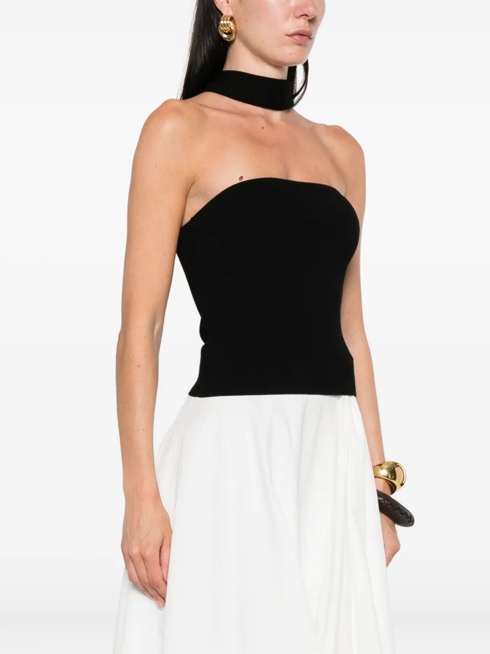 Cult Gaia halterneck ribbed top Zwart