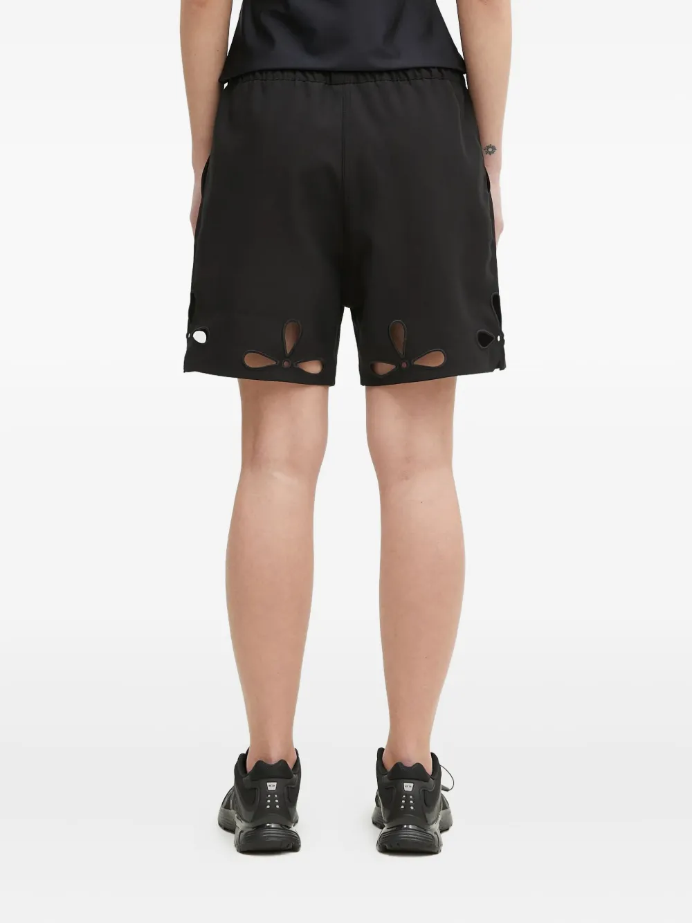 Coperni Petal embroidered cut-out shorts Zwart
