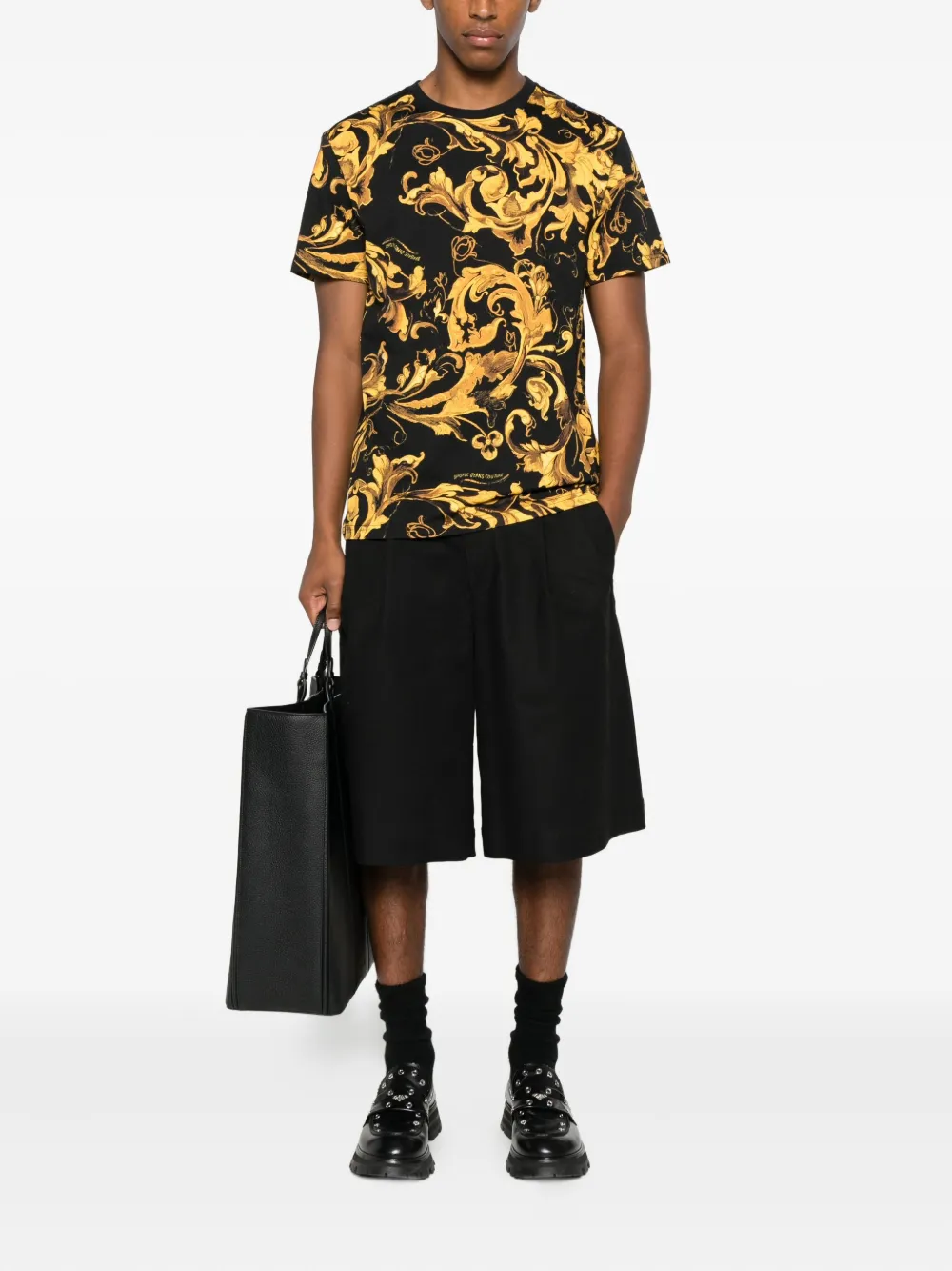 Versace Jeans Couture T-shirt met barokprint Zwart