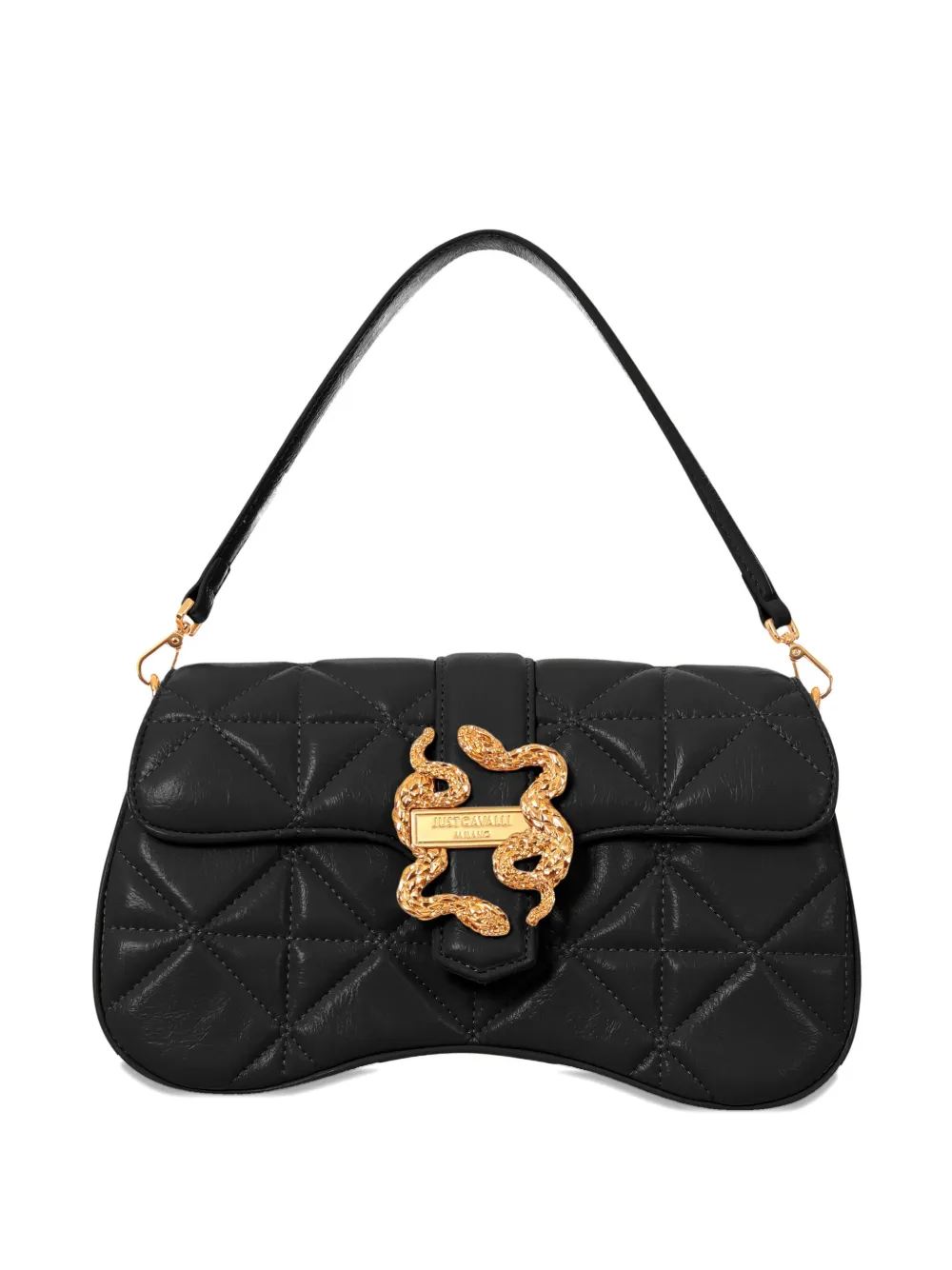 Just Cavalli quilted snake-buckle cross body bag - Nero