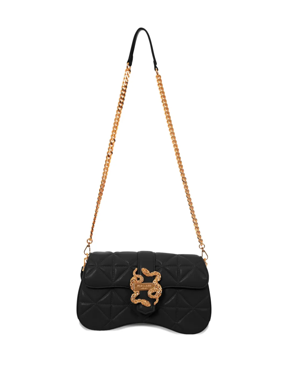 Just Cavalli quilted snake-buckle cross body bag Zwart