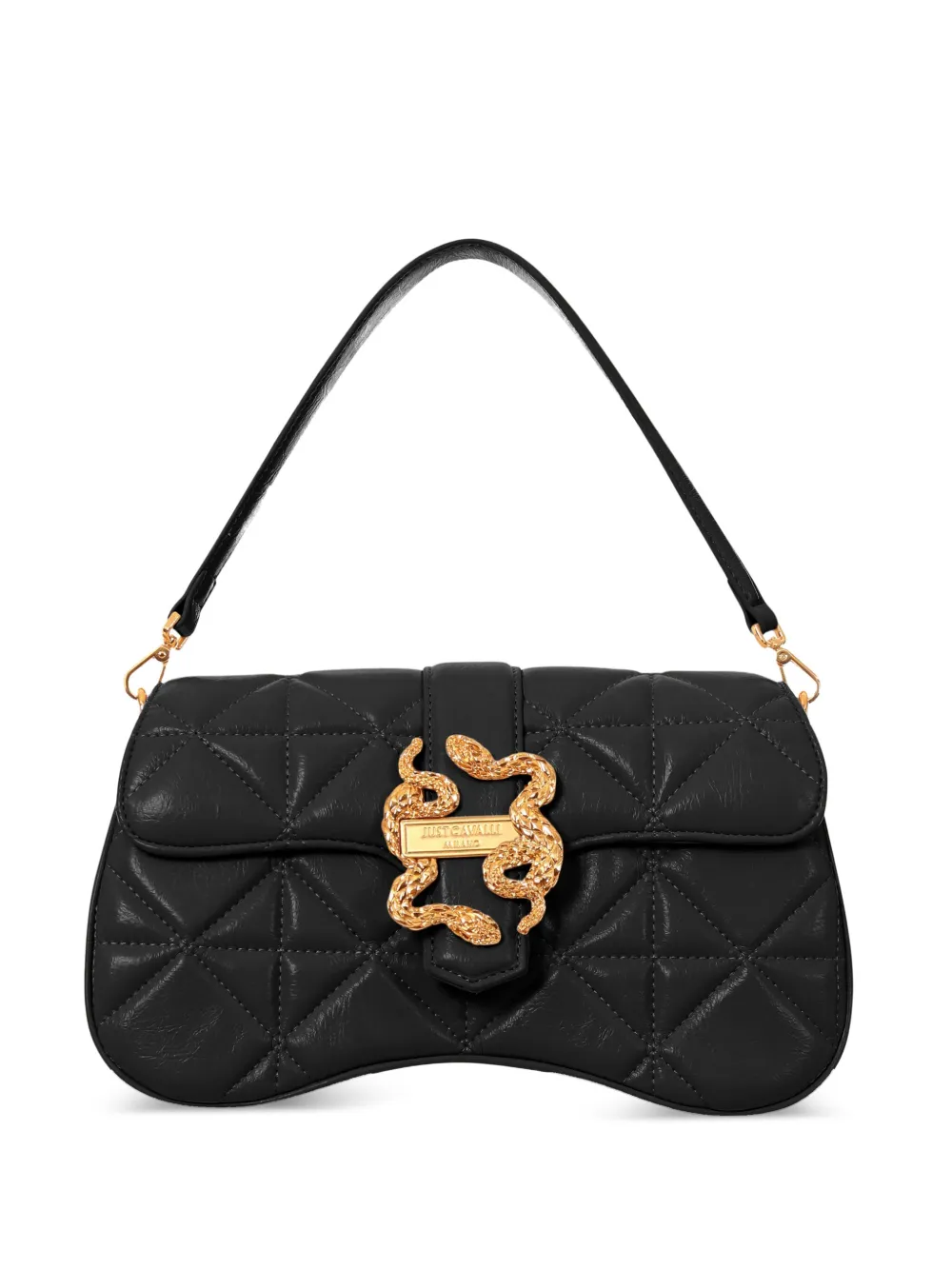 Just Cavalli quilted snake-buckle cross body bag Zwart