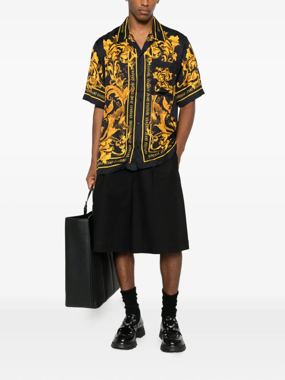 Versace Jeans Couture Overhemd met barokprint Zwart