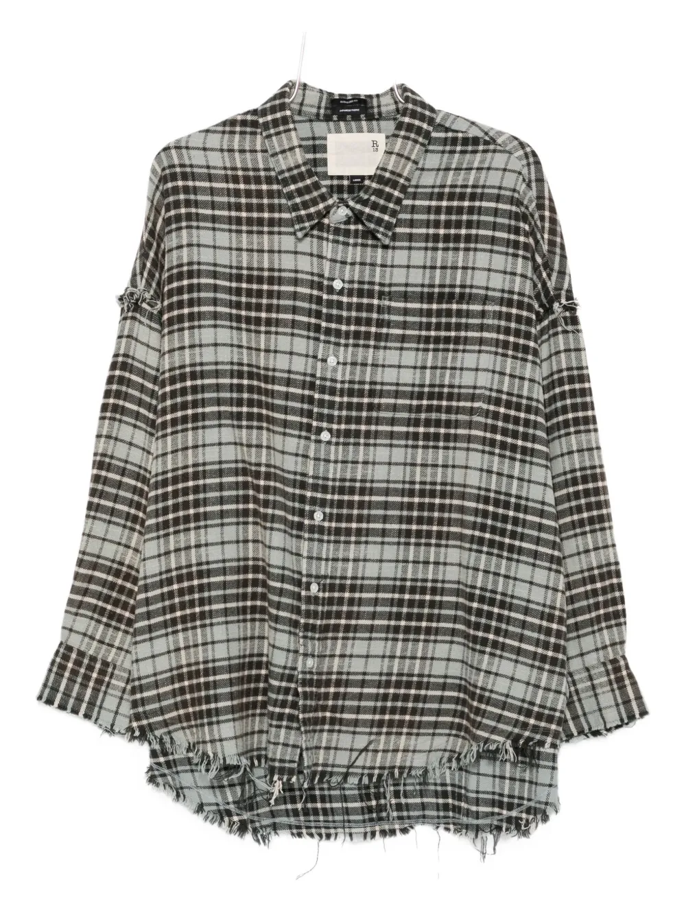 R13 frayed plaid shirt Grijs