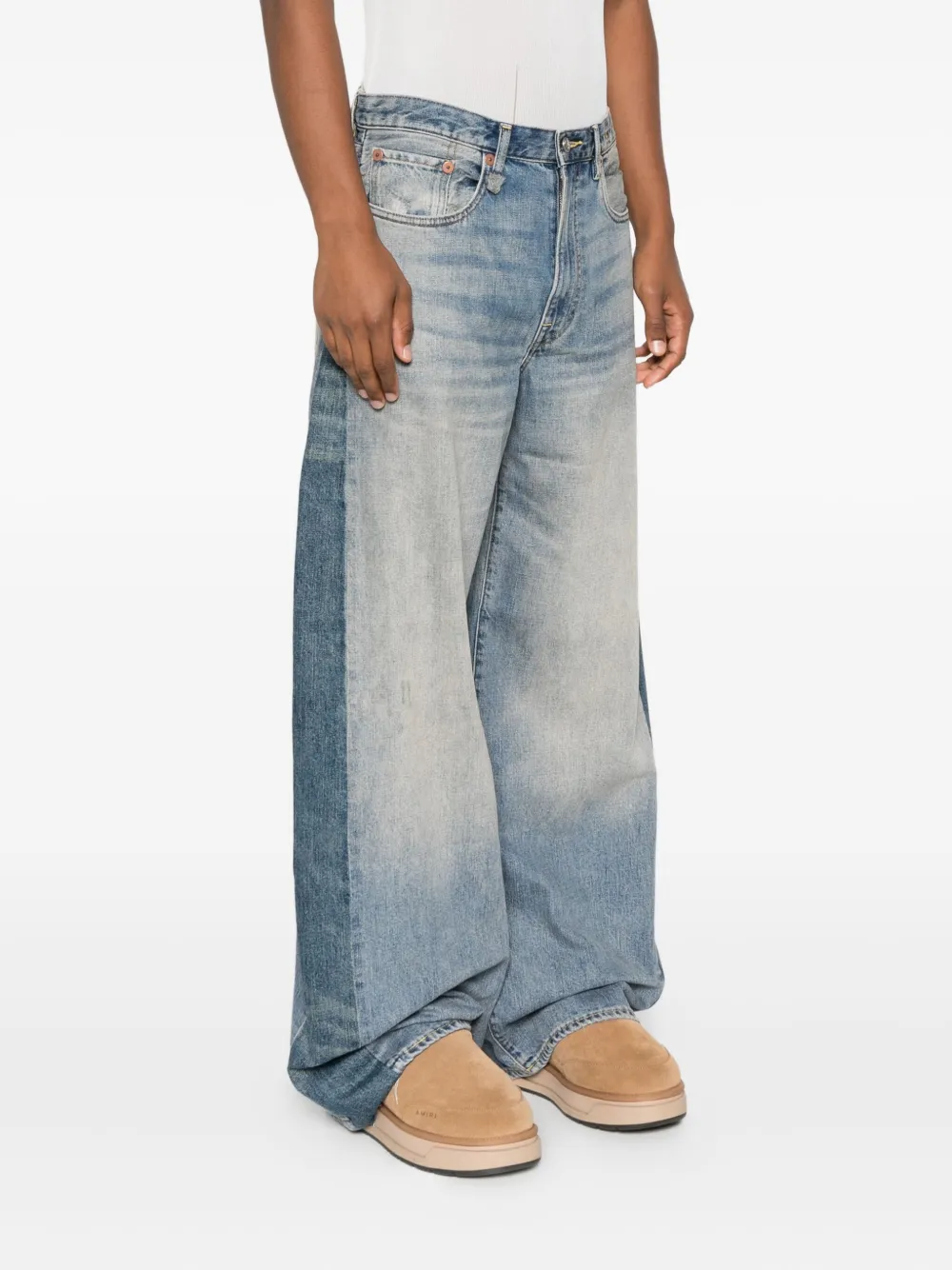 R13 colour-block panelled jeans Blauw