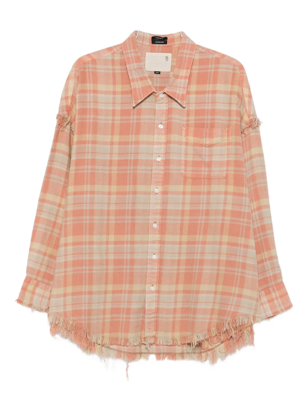 R13 frayed plaid shirt Beige