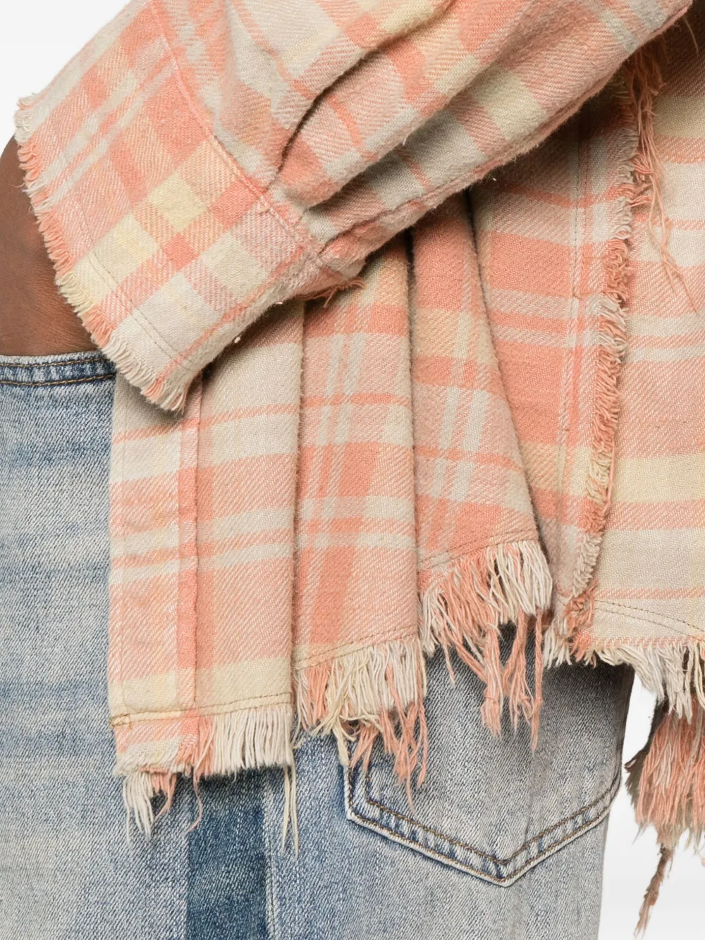 R13 frayed plaid shirt Beige