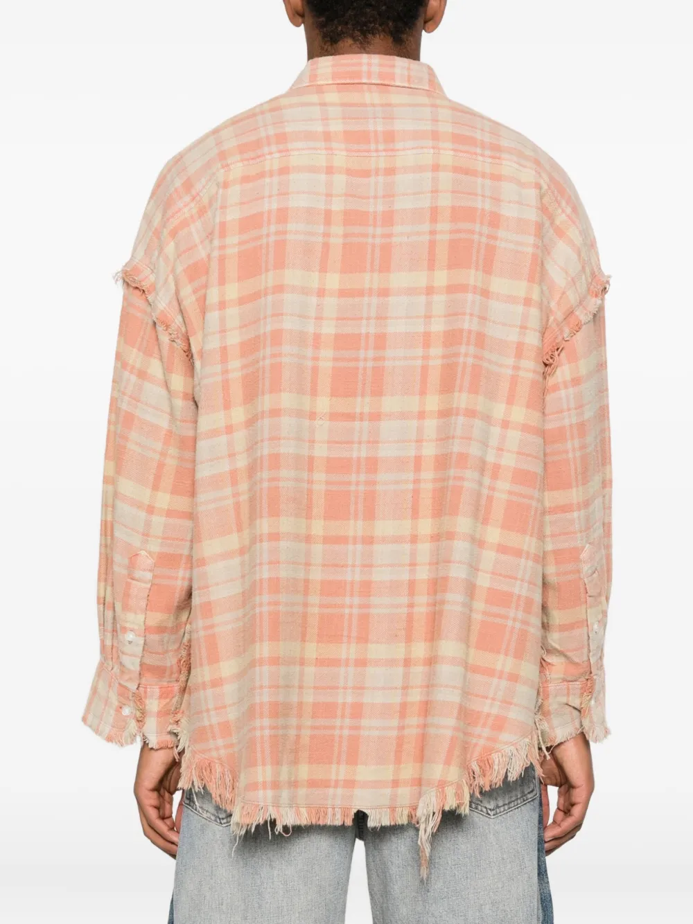 R13 frayed plaid shirt Beige