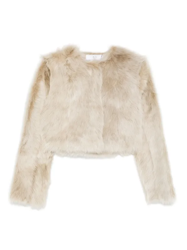 IRO lamb-fur Cropped Jacket Neutrals FARFETCH IN