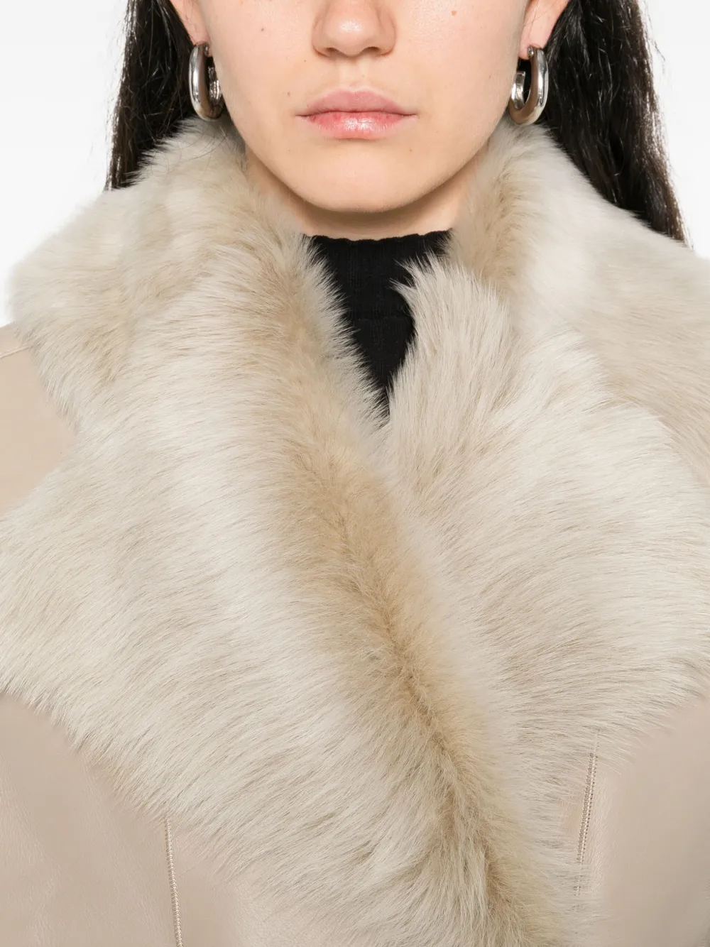 IRO fur-trimmed leather vest Beige