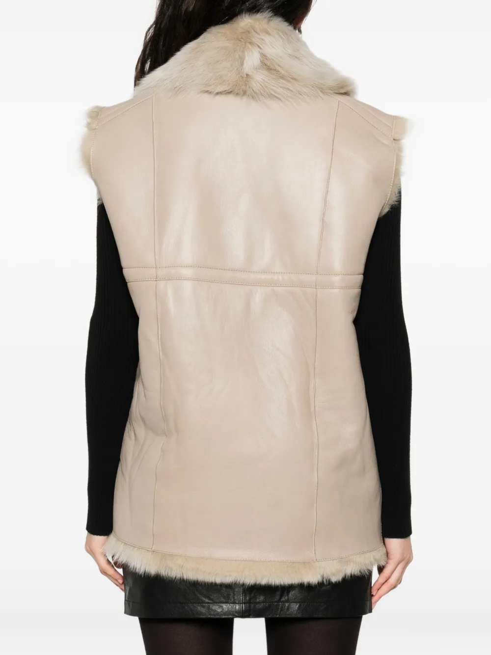 IRO fur-trimmed leather vest Beige
