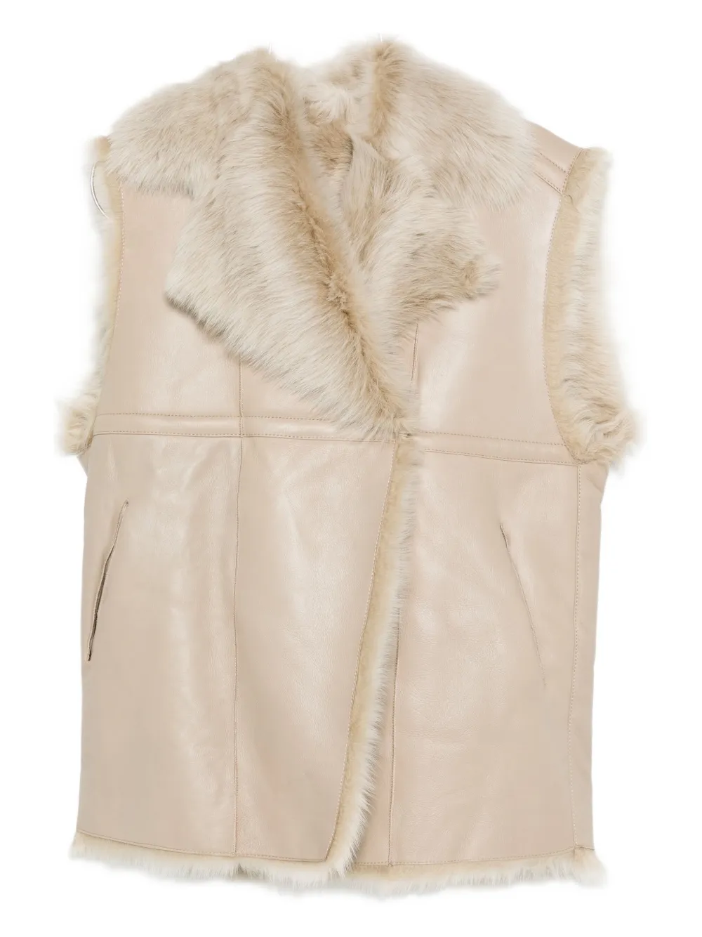 IRO fur-trimmed leather vest Beige