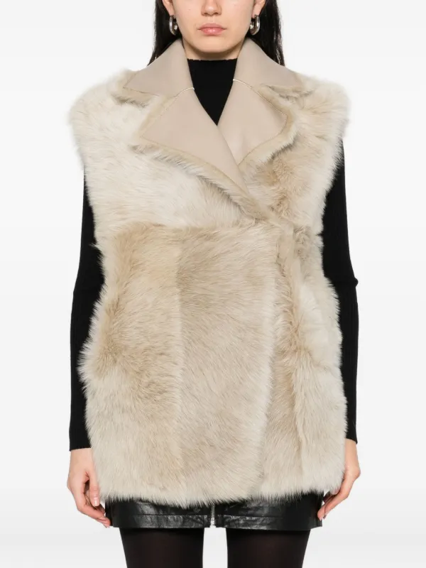IRO fur-trimmed Leather Vest Neutrals FARFETCH JO