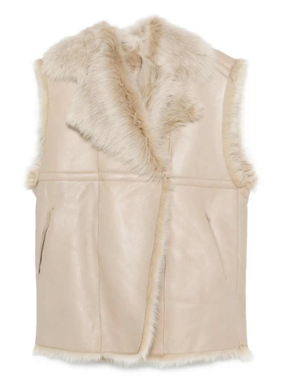 IRO fur-trimmed leather vest Beige