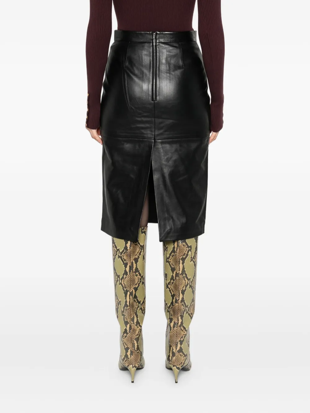 IRO lambskin panelled skirt Zwart