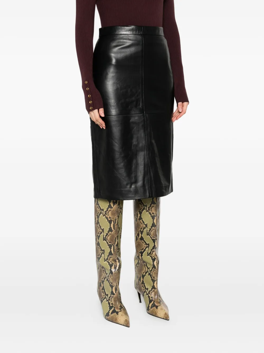 IRO lambskin panelled skirt Zwart