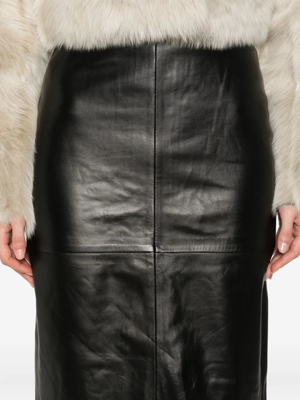 IRO lambskin panelled skirt Zwart