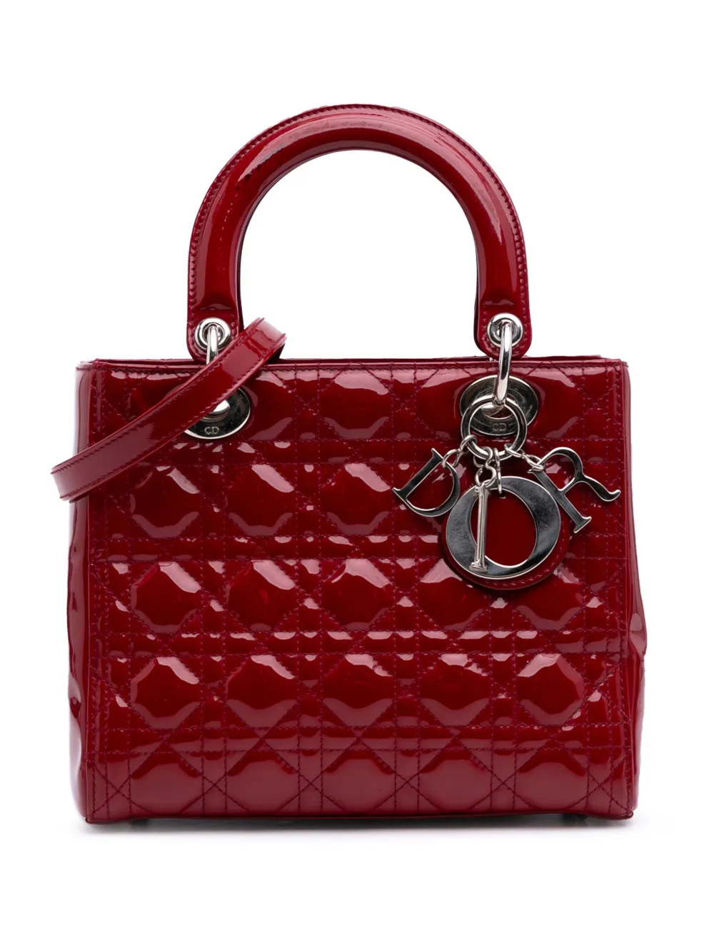 Christian Dior Pre-Owned 2014 ミディアム パテント カナージュ レディ ディオール サッチェルバッグ - Christian Dior Pre-Owned 2014 ミディアム パテント カナージュ レディ ディオール サッチェルバッグ -